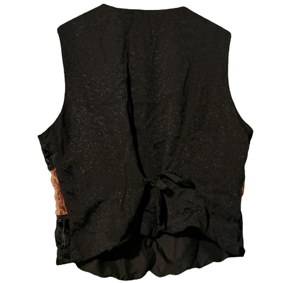 Vintage Y2K Velvet & Jacquard Embroidered Patchwork Vest New Age Witchy Floral - Picture 11 of 13